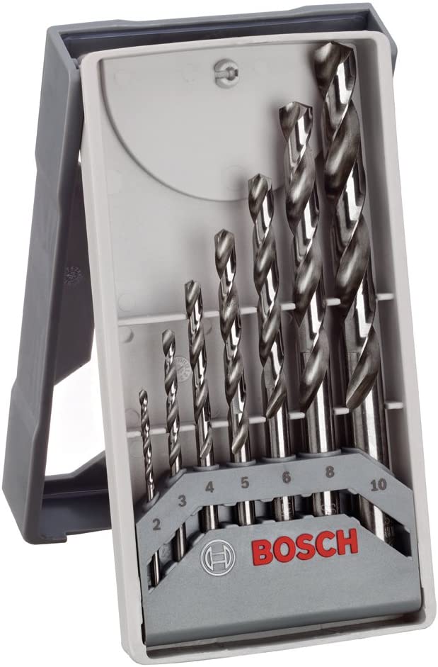 Bosch Professional 7-Piece Mini X-Line Metal Drill Bit Set (Metal, HSS-G, Cut, Accessories for Drill drivers), grey