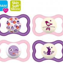Mam Day & Night Mam Air Silicone Dummy, 6-16+ Mam Air Night Uni Mix, set of 4 including 2 sterilised transport boxes.