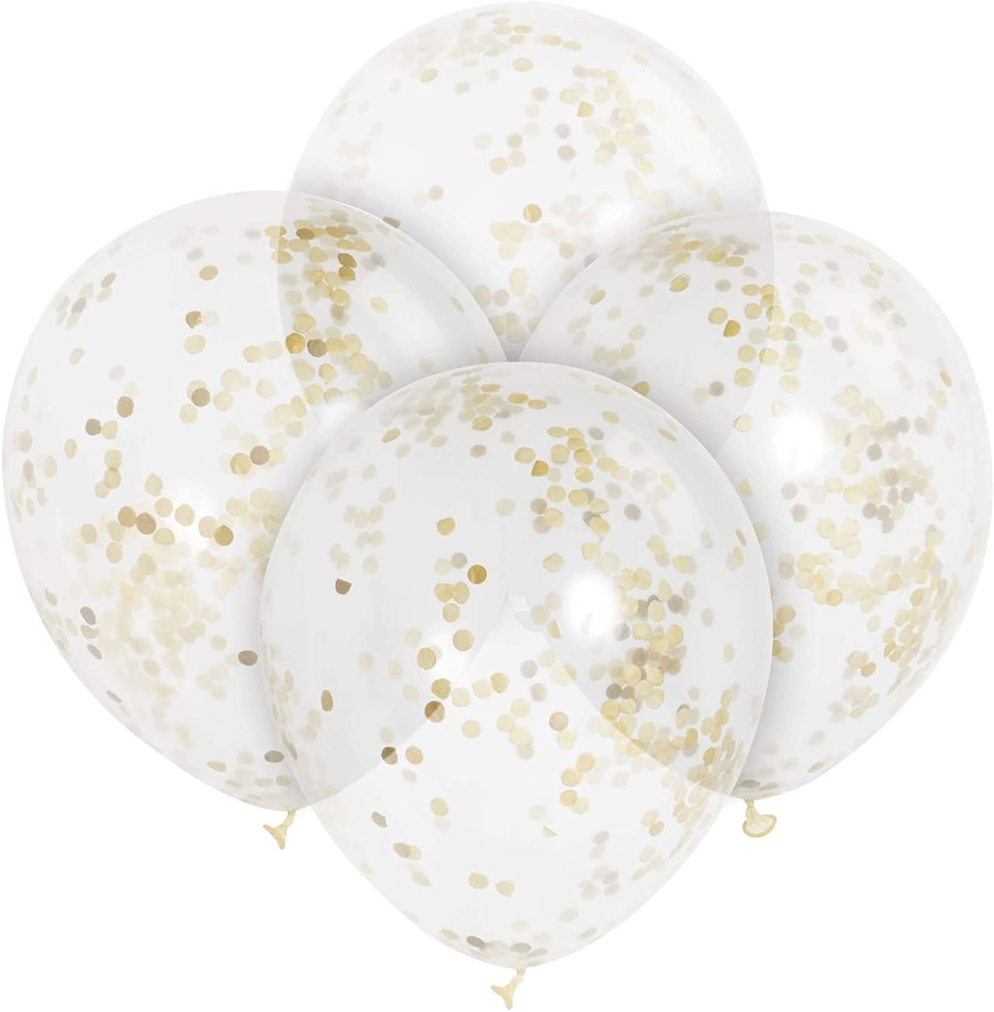 Gold Confetti Clear Latex Balloons (30cm) Pack of 6 - Transparent Premium Latex, Perfect for Parties & Celebrations, 12-Inch - Image 2