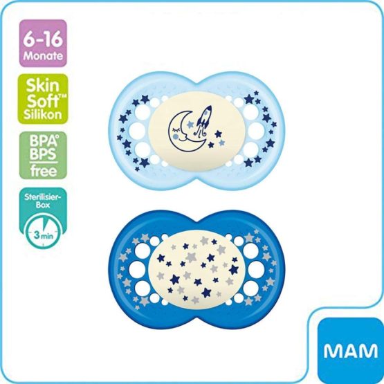 MAM SkinSoft Silicone Soothers 6-16 moths Day & Night, 6 pieces, 3 travel boxes - Image 2