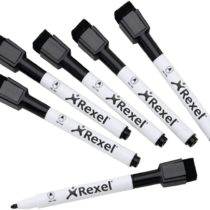 Rexel Magnetic Dry-Erase Markers - Black (Pack of 6)