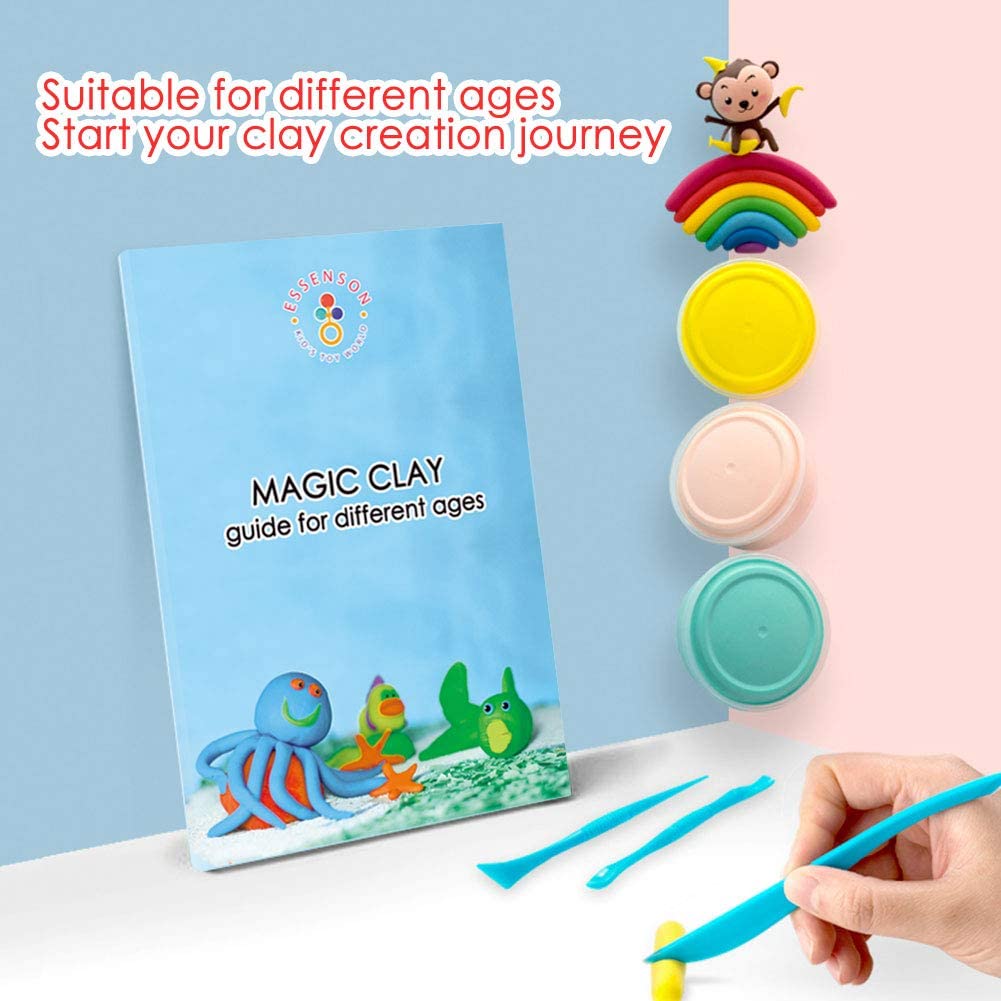 HOLICOLOR 24 Pack Air Dry Clay Kit 1.76 oz per Pack Large Weight Colorful Magic Modeling Clay Soft Ultra-Light Clay Set with Many Accessories Best Gift for Kids Students DIY Crafts 