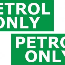 PETROL ONLY 60x25 mm Stickers - Pack of 2 Car or Van Round Fuel Reminder Decals