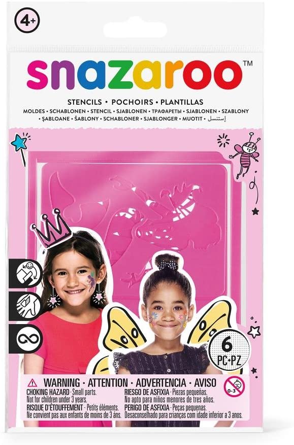 Snazaroo Re-usable Face Paint Fantasy Stencils, Pink, 6 Pcs, Unit