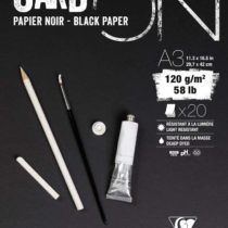 Clairefontaine Carb'On Black Glued Paper Pad, 120 g, A3, 20 Sheets