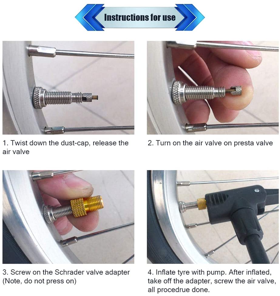 DSL Daily Supply Ltd. 2 x BRASS ADAPTOR PRESTA TO SCHRADER BICYCLE