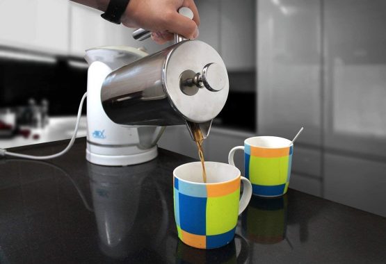 Kichly French Press Coffee Maker 1 Litre (32oz) Double Wall 100% Stainless Steel - Tea or Cafetiere Kettle - Portable Cafetière for Home and Camping (Silver) - Image 3