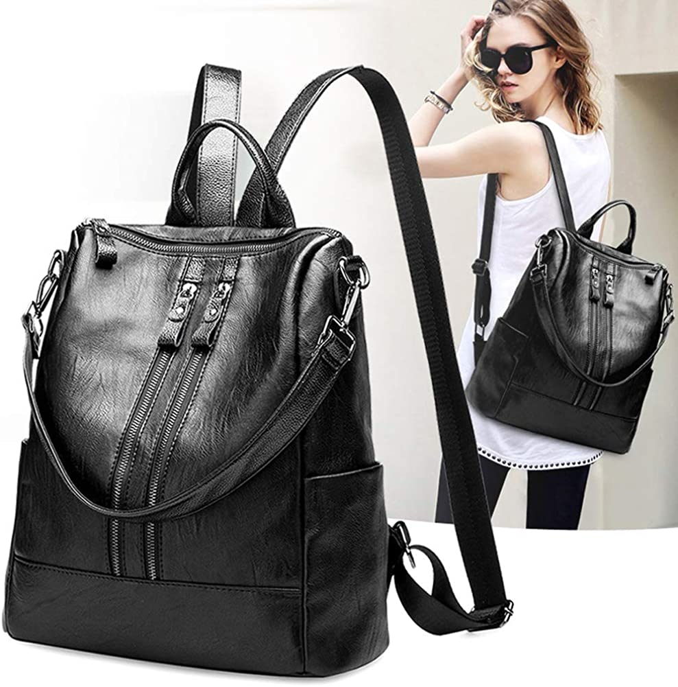 Dreneco Classical Black Backpack For Women Girls PU Leather Women Backpack Fashion School Bag - Image 3