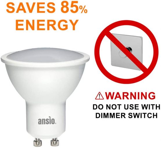 ANSIO GU10 LED Bulbs Pack of 10, Led Light Bulb Warm White, Gu10 Bulbs for Ceiling Lights 5W Equivalent to 35 Watts Halogen Light Bulbs, Non Dimmable, Save up to 85% Energy - Image 2