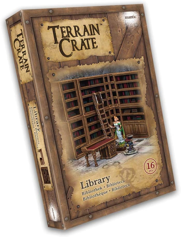 Mantic TerrainCrate: Library - Fantasy RPG Scenery - 16 Plastic Pieces - Age 3+, Multicolor