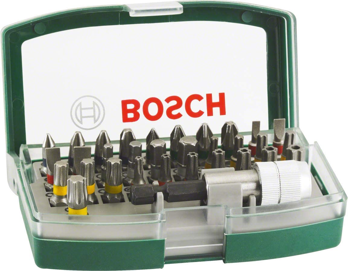 Bosch 32pc. Screwdriver Bit Set (PH-, PZ-, Hex-, T-, TH-, S-Bit, Accessories Drill and Screwdriver), Green, Einzelpackung