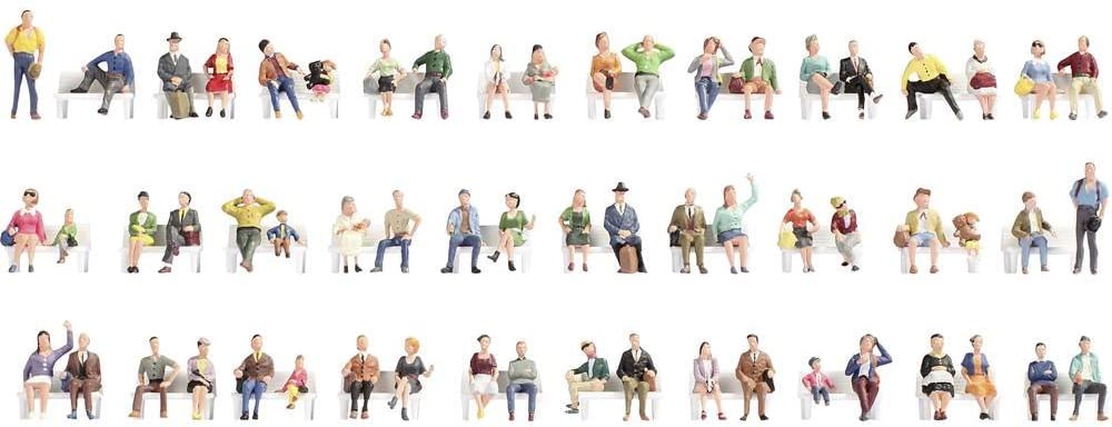 Noch Mega Economy Figures Set Sitting People, Coloured