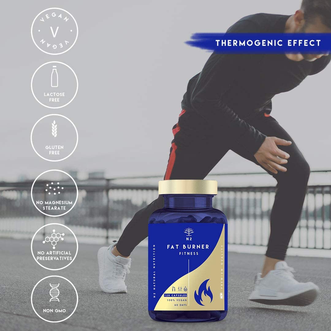 Best Fat Burner for Women and Men Weight Loss. Extreme Natural Thermogenic Slimming Pills. Energy Booster Pure 100% Natural Ingredients. 120 Vegetable Capsules.UK VEGAN Certified. N2 Natural Nutrition - Image 2