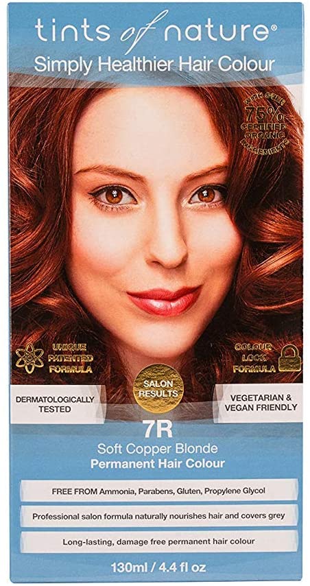 Tints of Nature 7R Soft Copper Blonde Permanent Hair Dye, Nourishes Hair and Covers Greys, Ammonia-Free, 130ml