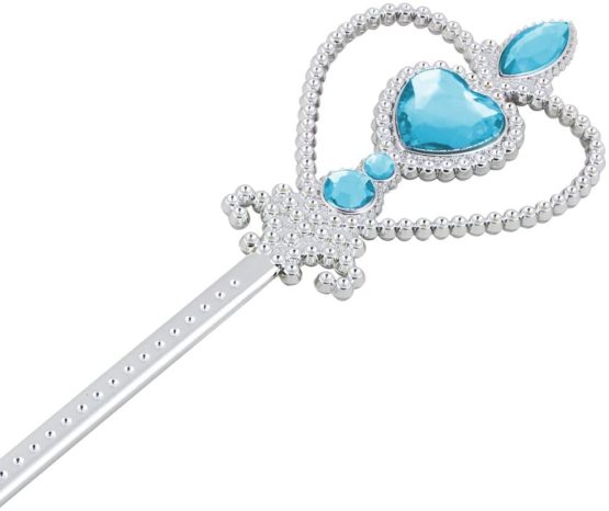 Vicloon Elsa Dress Up Accessories Set of 9, Elsa Gloves, Princess Crown, Ring, Earring, Magic Wand and Necklace (Blue) - Image 3