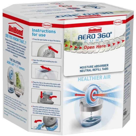 Unibond 1554715 AERO 360° Moisture Absorber Neutral Refill Tab, ultra-absorbent and odour-neutralising, for AERO 360° Dehumidifier, Condensation Absorbers, Twin Pack (2 x 450 g), Natural - Image 2