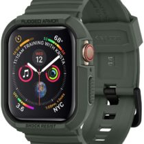 Spigen Rugged Armor Pro Designed for Apple Watch Series 7 45mm and 44mm Band with Case Protector for Series 6/SE/5/4 - Military Green