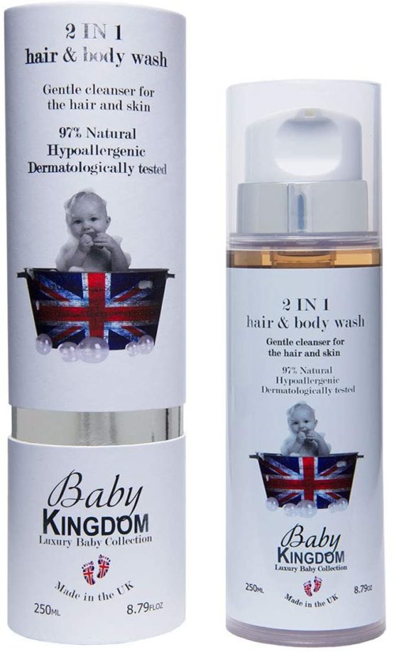 Baby Kingdom 2-IN-1 Hair and Body Wash - 97% Natural and Hypoallergenic, 250 mL (8.79 Fl Oz)
