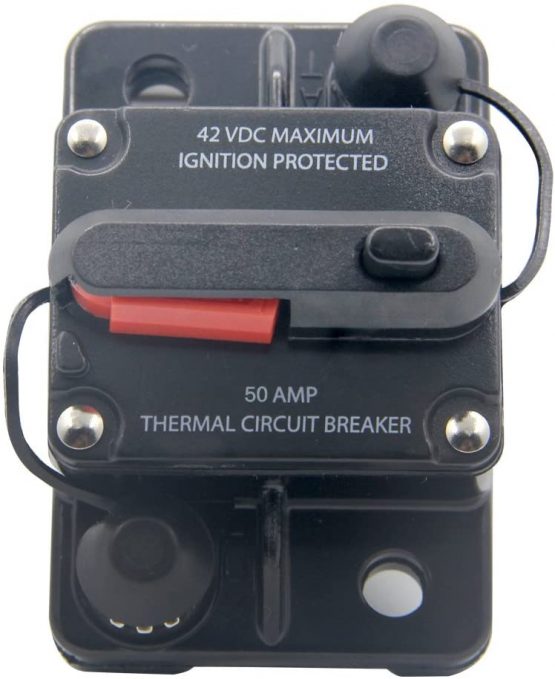 RKURCK 12V- 42VDC 50A Manual Reset Circuit Breaker,Fuse holder for Car Automotive Marine Boat Audio 50Amp
