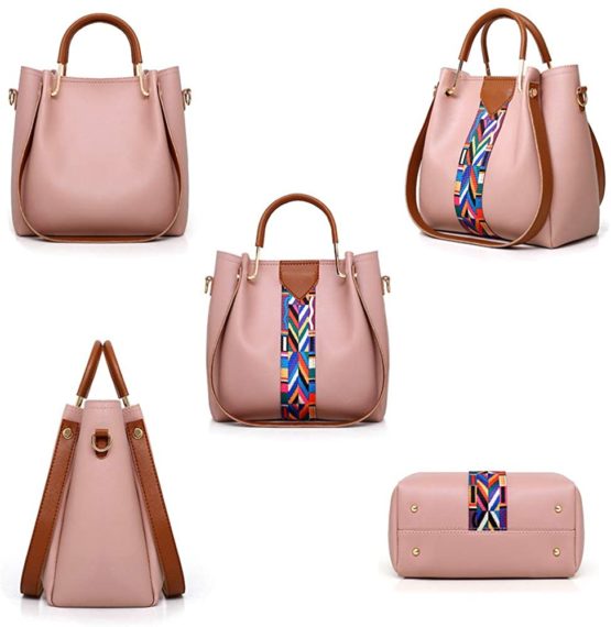 Women Handbag Set 4 in 1 Soft PU Leather Top Handle Bag, Tote Bag, Shoulder Bags Crossbody Bag Wallet Purse Set - Image 2