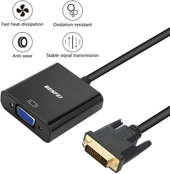Active DVI-D to VGA Adapter, Benfei DVI-D 24+1 to VGA Male to Female Adapter - Image 2