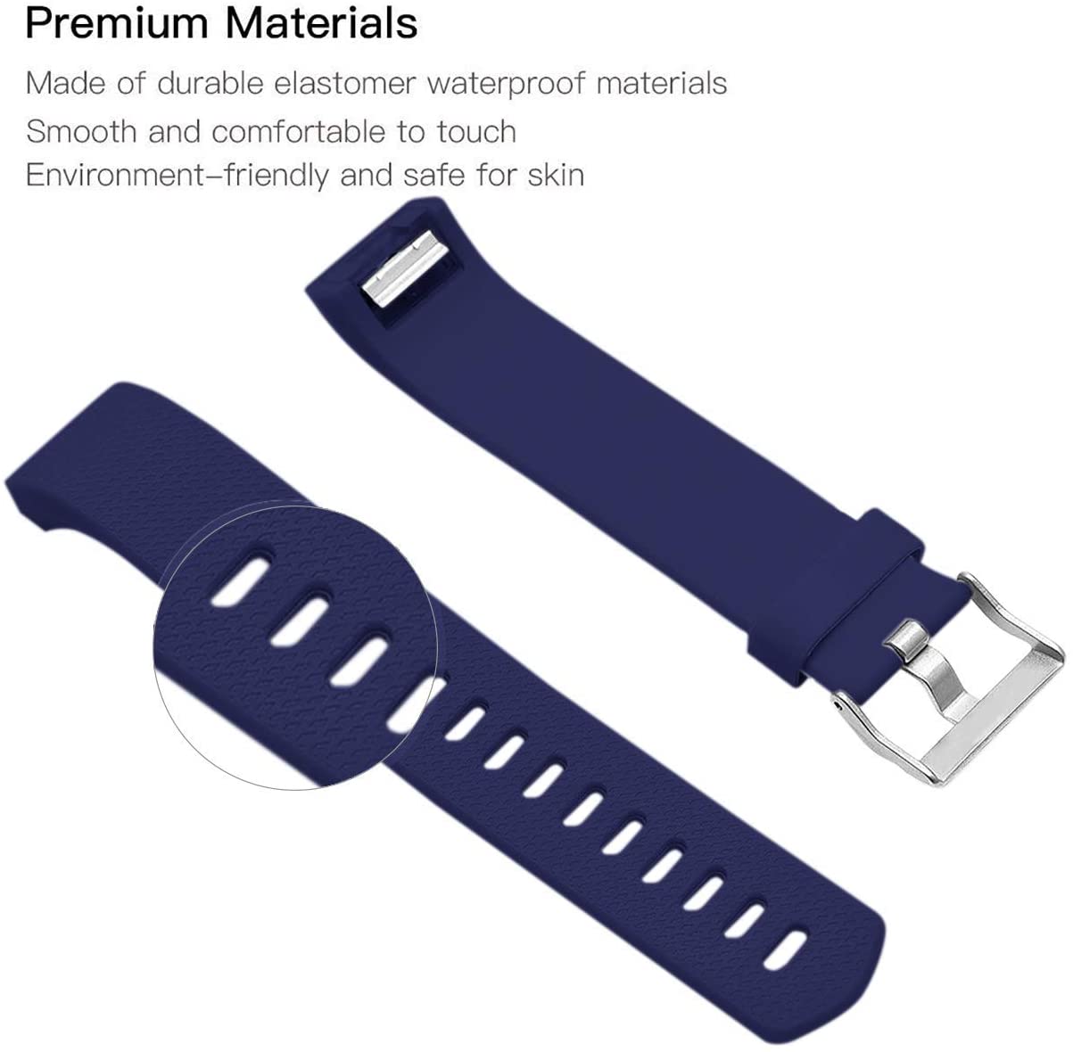 KAEHA FBACHA-02 Strap for Soft Accessories Secure Metal Clasp for Fitbit Charge 2 (6.7"-8.1") Royal Blue, Unisex-Adult, Large - Image 2