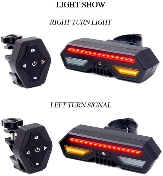 Inmorven Bike Tail Light Intelligent Turn Signals LED，Red Rear Light