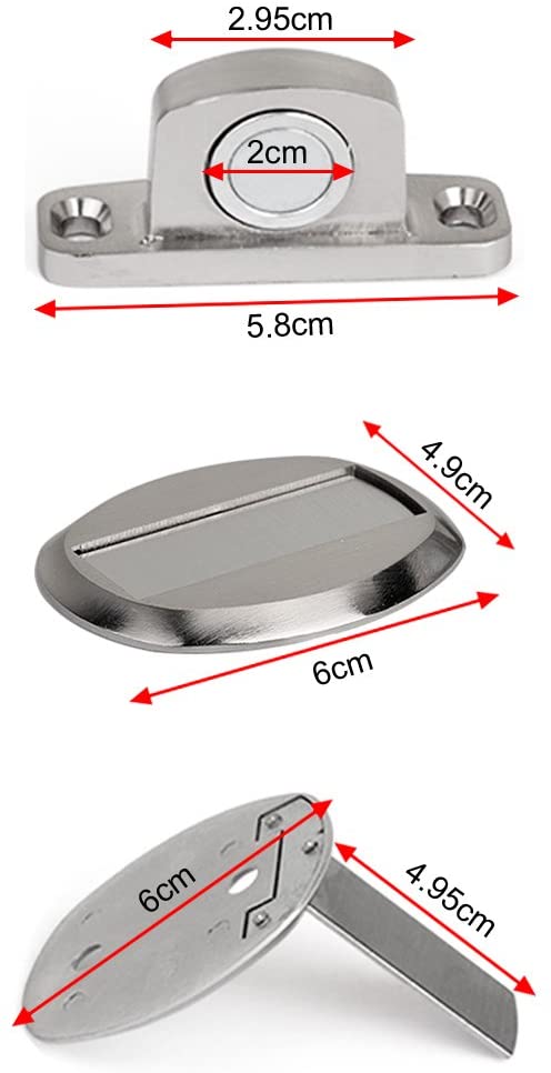 PHOEWON Strong Magnetic Door Stopper Metal Door Stop Heavy Duty Door Catch with 3M Self Adhesive Conceal Screws Floor Mounted - Image 2