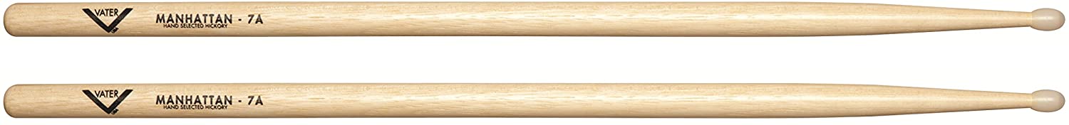 Vater - Manhattan 7AN (Nylon Tip) American Hickory Drumsticks - VH7AN, Hickory Nylon