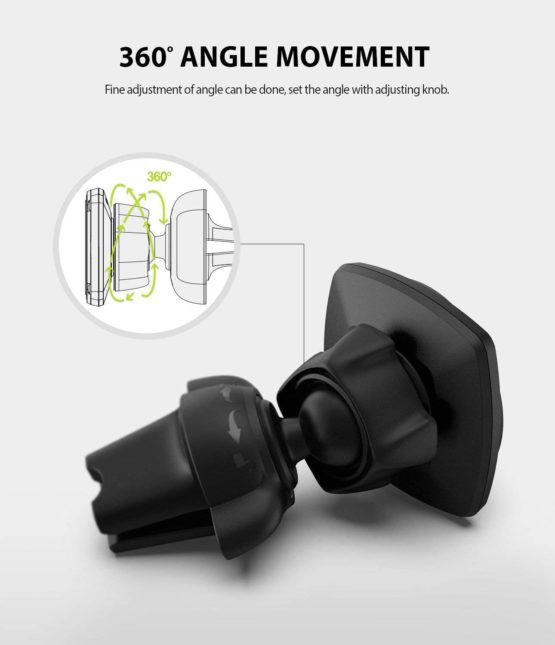 Ringke Power Clip Air Vent Magnetic Car Phone Holder Mount - Double Knob Technology 360 Rotation Air Vent and Dashboard Stand [2 in 1] Compatible with iPhone, Android, Galaxy, LG, Tablets - Image 3