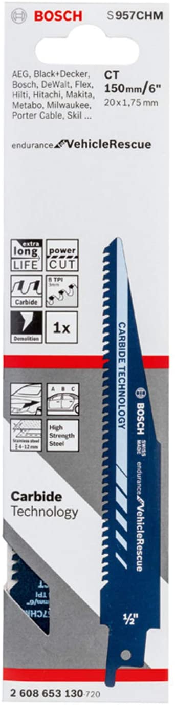 Bosch Professional Reciprocating Saw Blade S 957 CHM Endurance for VehicleRescue (for metal 150 x 20 x 1.35 mm - Image 2
