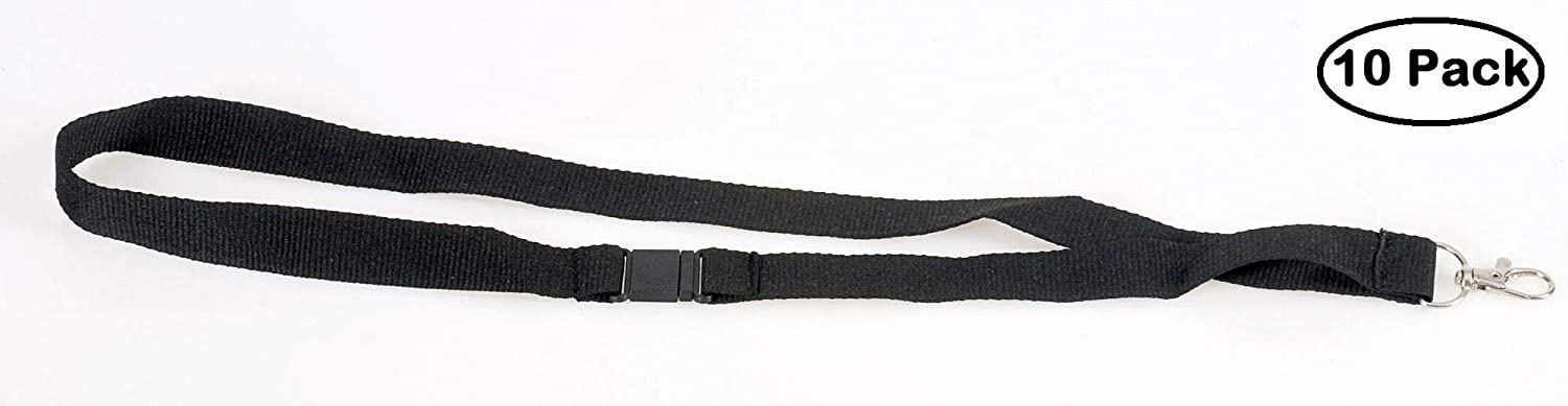 Europel Textile Lanyard, 20mm, with Neck Strap and Metal Clip for ID Badge Holder 10 Pack, Black, 121275, 44 cm x 2 cm