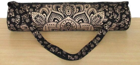 ICC Black Gold Mandala Full-Zip Exercise Yoga Mat Carry Bag Gym Beach Pilates Carrier Bags Hippie Mandala Indian Cotton Bag - Image 4