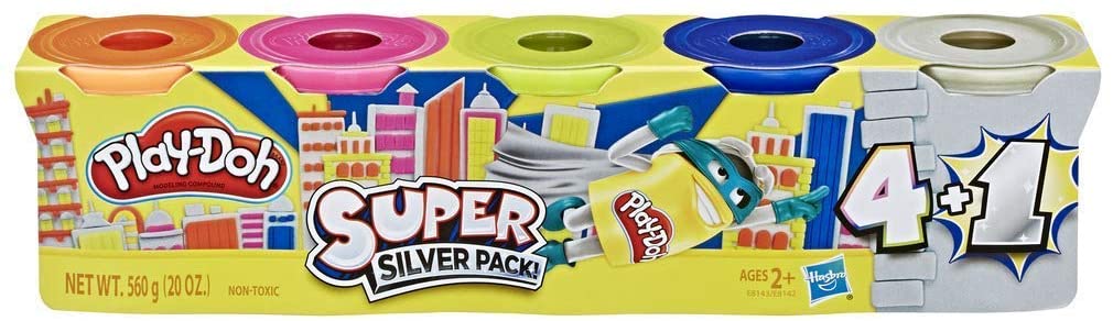 Play-Doh Super Gold Pack of 5 Non-Toxic Colours Including 1 Super Gold Can, 4-Ounce Cans, Nylon/a