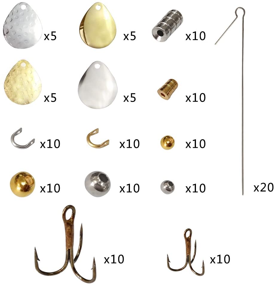 140pcs Copper Blade Inline Spinner Bait Lure Kit Bass Spoon Spinnerbait