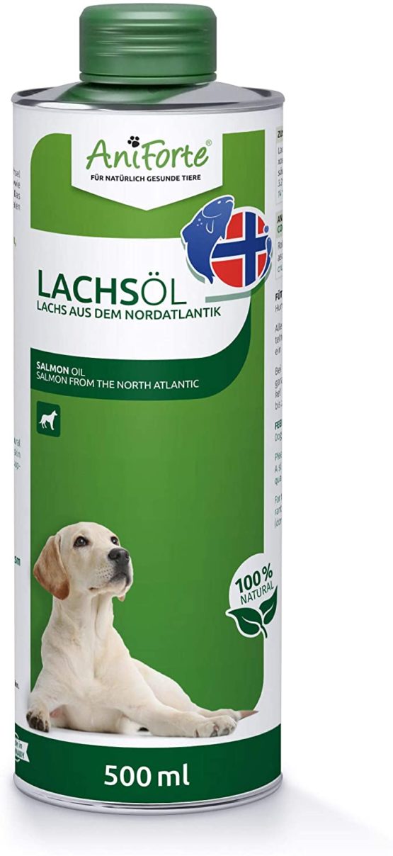 AniForte Premium Salmon Oil for Dogs, Cats, Horses & Pets 500ml - 100% Pure Natural Norwegian Fish Oil Supplement With Omega 3, 6 & EPA, DHA & ALA Fatty Acids, For Coat & Skin, Joints & Brain Health