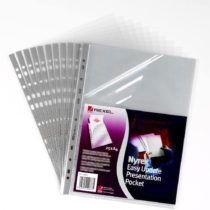 Rexel Nyrex Premium A4 Punched Pocket with Grey Spine, Clear, Top & Left Opening, Pack of 25, 13682