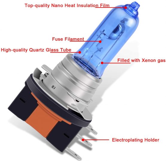DZG - H15 Halogen Bulbs - 12V 15/55W Super Bright White Headlight Lamps 5500K Fog Light DRL, 2 Pieces - Image 3