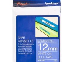 Brother Tze535 12mm Gloss Laminating Tape - White/ Blue