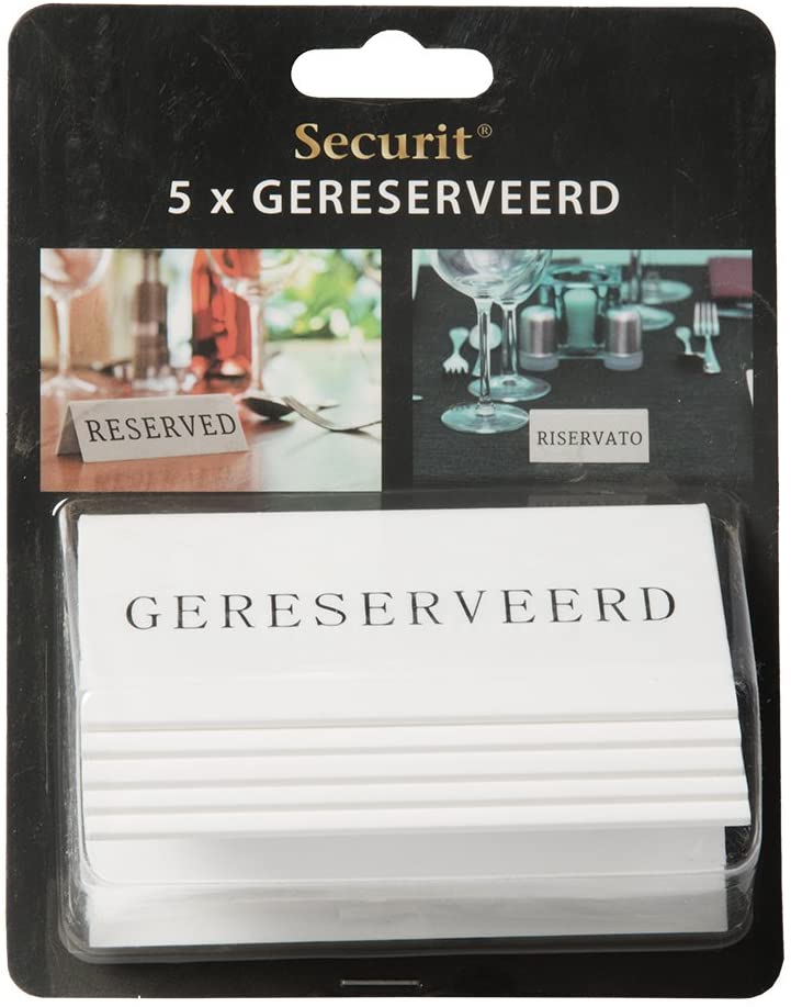 Securit Table Stands, Reserved-Dutch (Set of 5), acrylic, White, 5x10x4, 5cm - Image 3