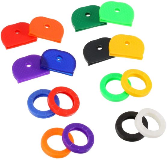 Merriway, Various BH06876 Cap Key Identifier Tag Covers Ring Labels Rubber Keycaps, 64 Pieces Assorted Colours