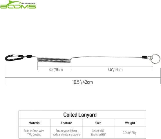 Booms Fishing T01 Fishing Coiled Lanyards With Spiral Retractable for Fishing Rods and Fly Fishing Nets - Image 4