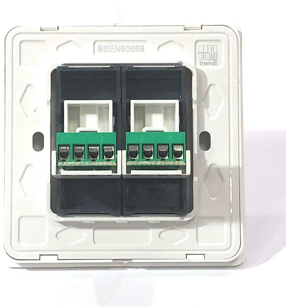 Trendi Artistic Modern Glossy Tactile 2 Gang Telephone Socket White ART-2TLPWH, Ice White - Image 3