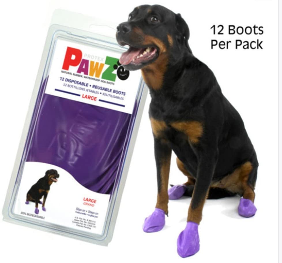 Large Pawz Durable All Weather Dog Boots (12 boots), Purple - Image 4