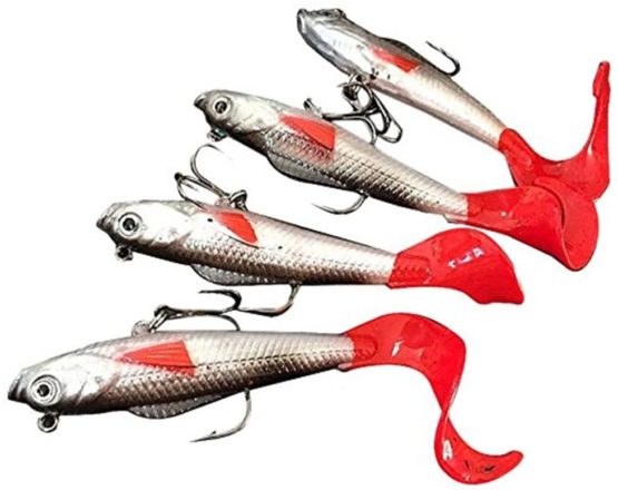 DWEE Fishing Lures,3D Eyes Soft Fishing Lure Single Hook Baits Artificial Bait