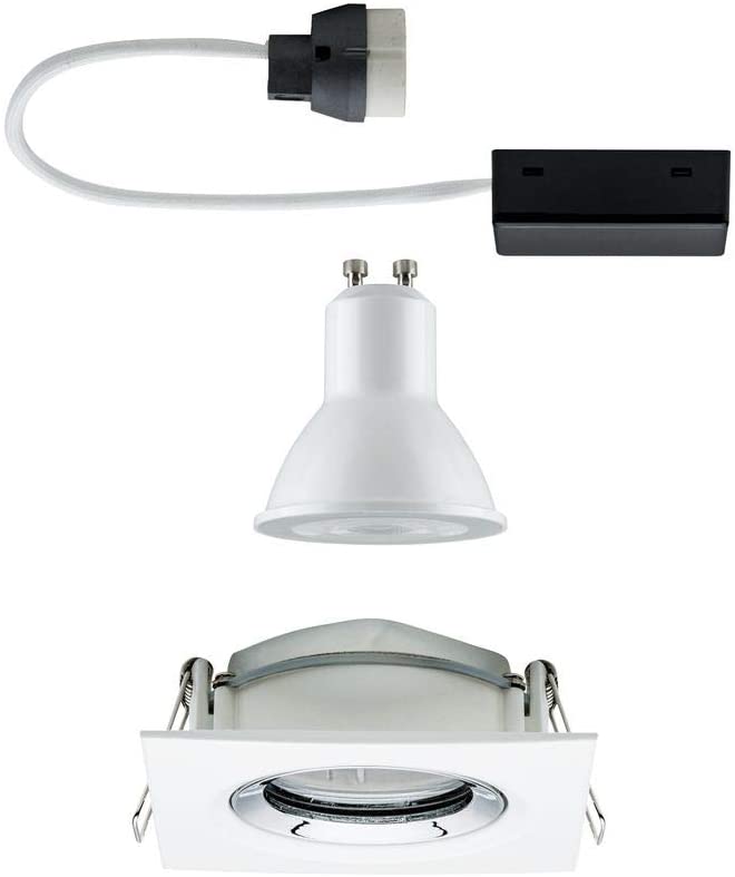 Paulmann Nova 92904 LED Recessed Spotlight IP65 7W Set of 1 Complete Set Including GU10 Bulbs White Pivoting Recessed Light Aluminium 7 W Matt Chrome - Image 3