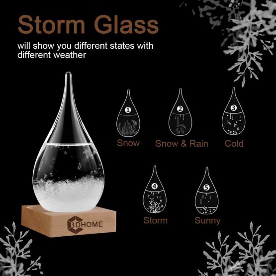 Storm Glass, Stylish Creative Desktop Decorative Bottle Water Drop Glass Barometer Weather Forecast Bottle Weather Station, High-Grade Home and Office Decoration - Image 2