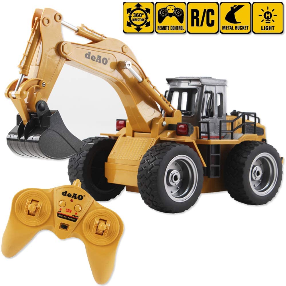 deAO 2.4Ghz Remote Control 6 Channel Full Functional Excavator Digger ...