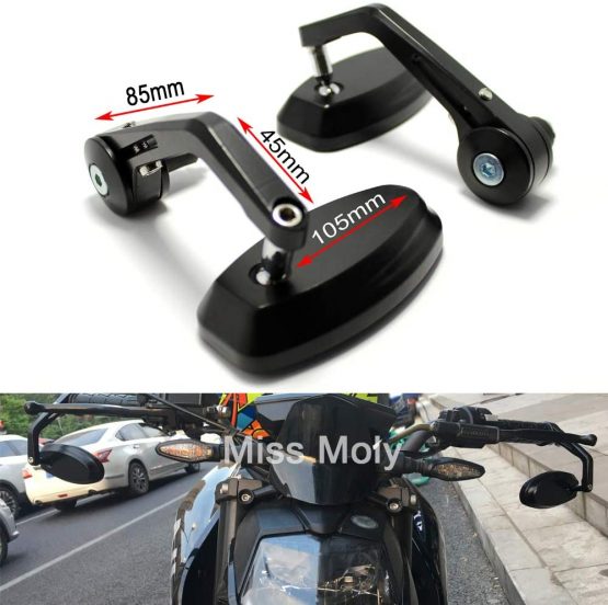 Motorcycle Side Mirror 7/8" 22mm Handlebar Bar End Mirrors for Scooter Cruiser Chopper-Black - Image 4