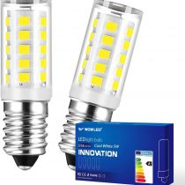 WOWLED E14 LED Bulbs, 5W Cool White 6000K Kitchen Range Hood Home Lamp, Non Dimmable, Energy Saving Light Bulbs, 2 Pack